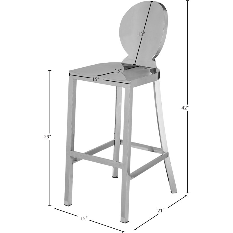 Maddox Counter Stool with Metal Frame, Chrome