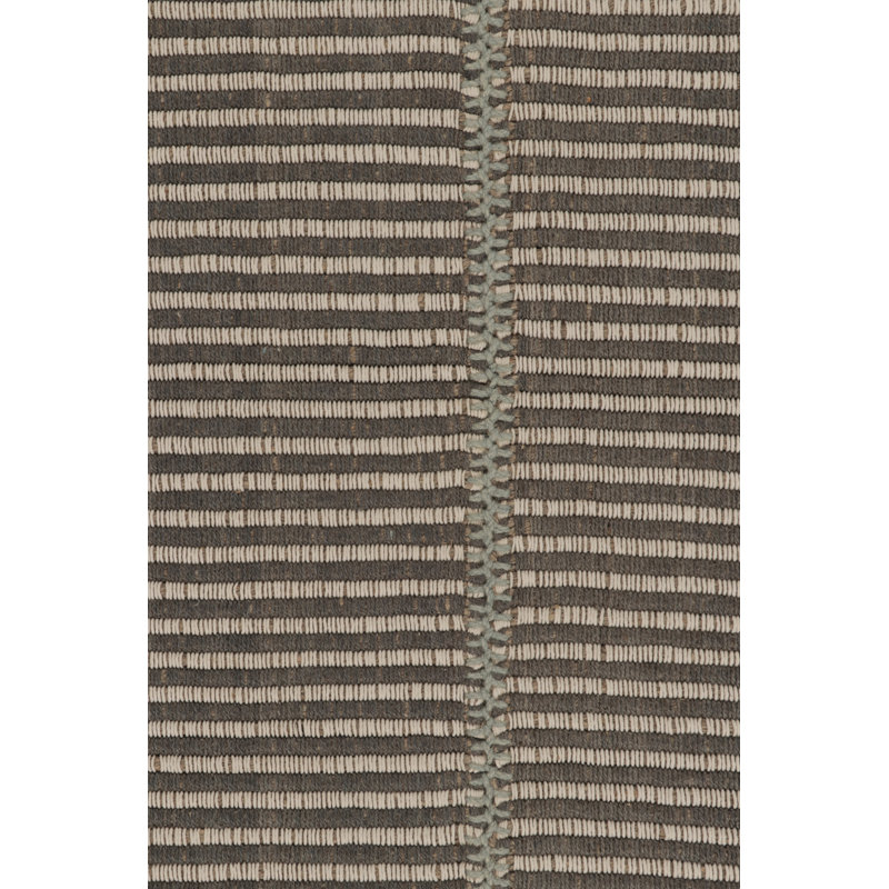 Rug & Kilim’S Accent Kilim, Square Rug In Textural Gray, Blue And White Stripes