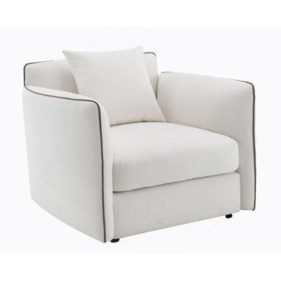 Chaise Yolanda en chenille beige avec coussin, assise confortable et élégante pour tout espace de vie