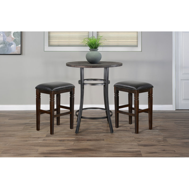 Sunny Designs Metal Frame Pub Set, 3 Pieces: Table, 2 Chairs