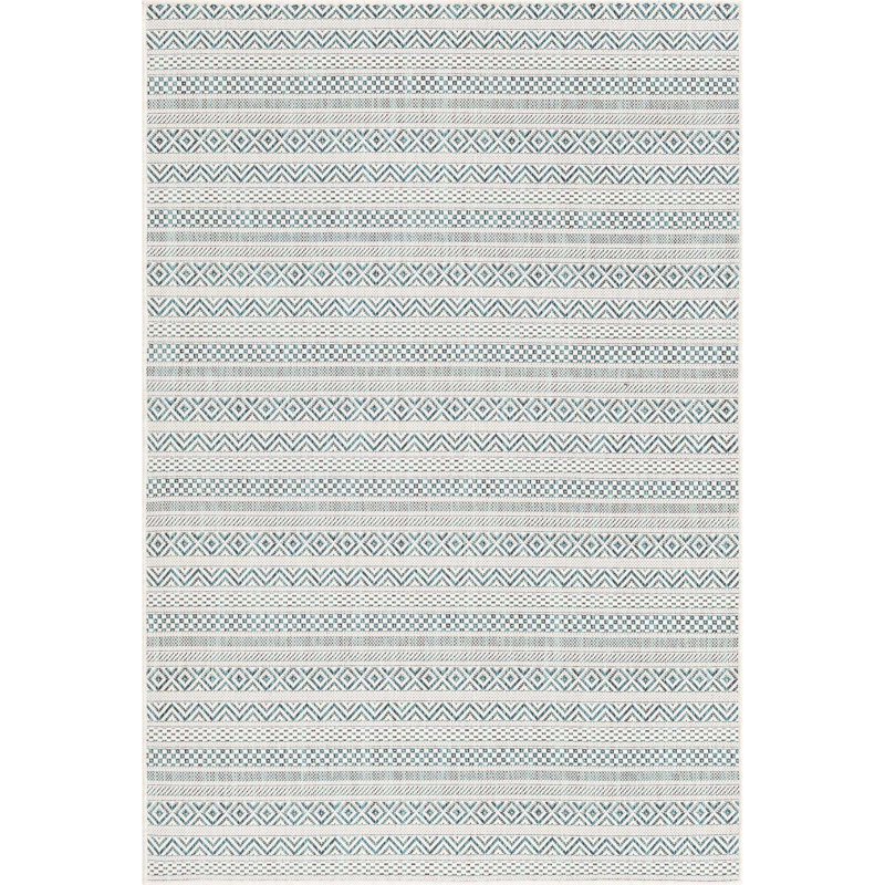 Tapis bleu sarcelle intérieur / extérieur Hewitt, Rectangle 4 pi 1 po x 6 pi 1 po