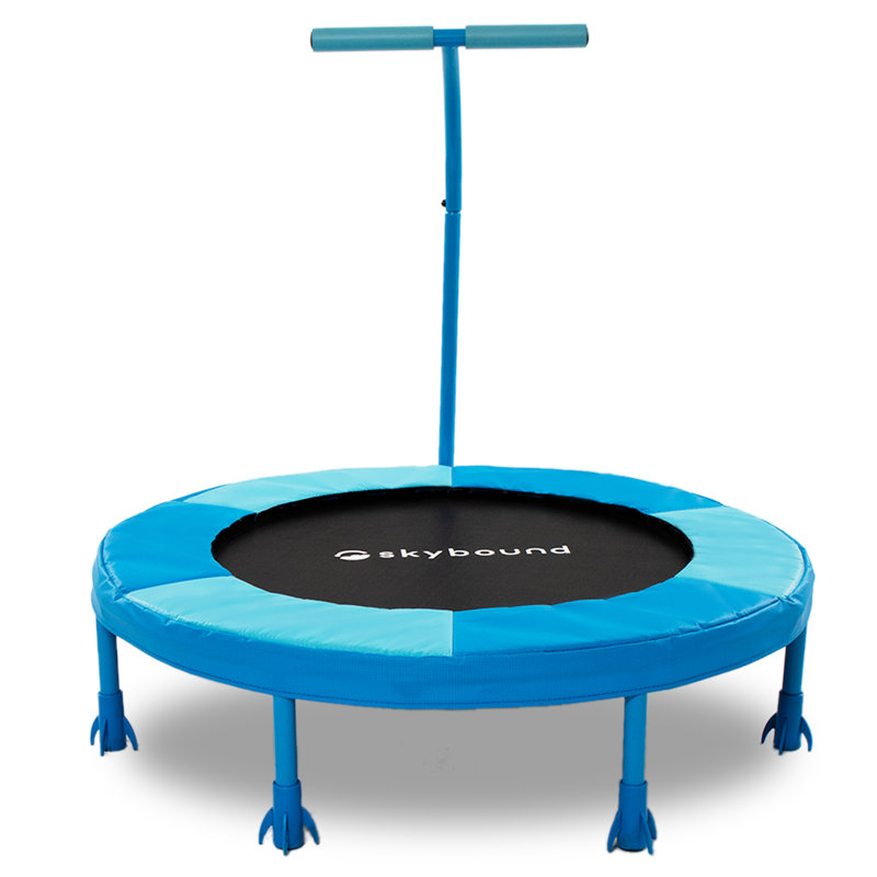 SKYBOUND Round Kid / Toddler Trampoline with Handlebar, Light Blue/Navy