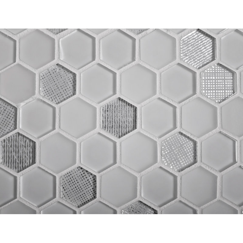 1.2" x 1.2" Glass Honeycomb Mosaic Wall & Floor Tile, Ice