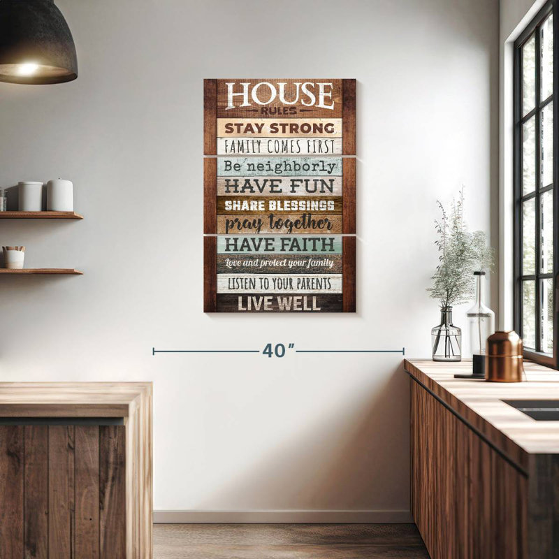Plaque murale Kema Inspirational House Rules, H 38 po x l 24 po