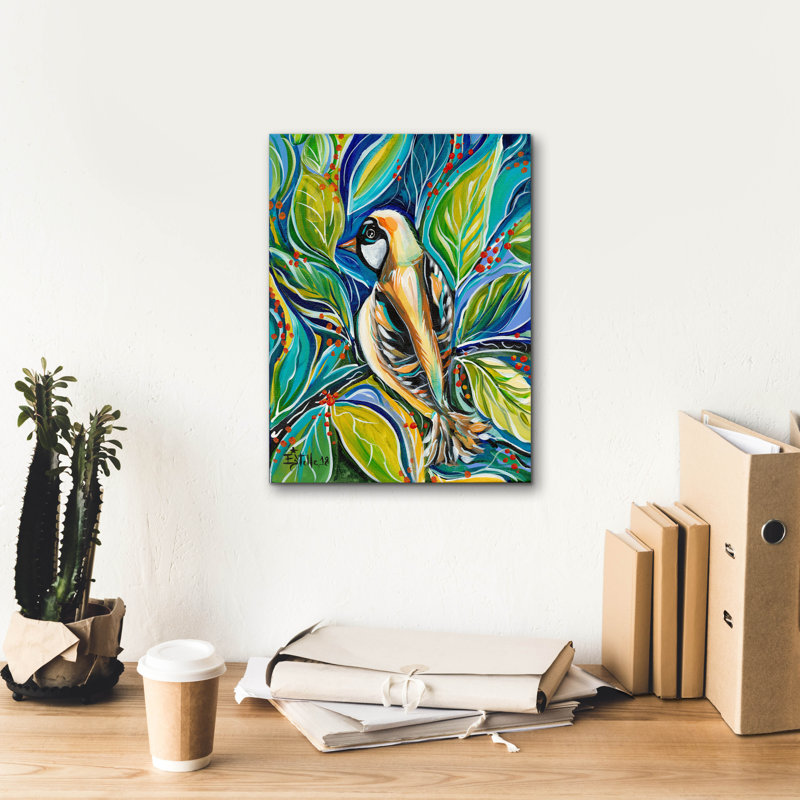 «Tribal Bird» par Estelle Grengs, reproduction d'art sur toile, H 16 po x l 12 po x P 0,75 po
