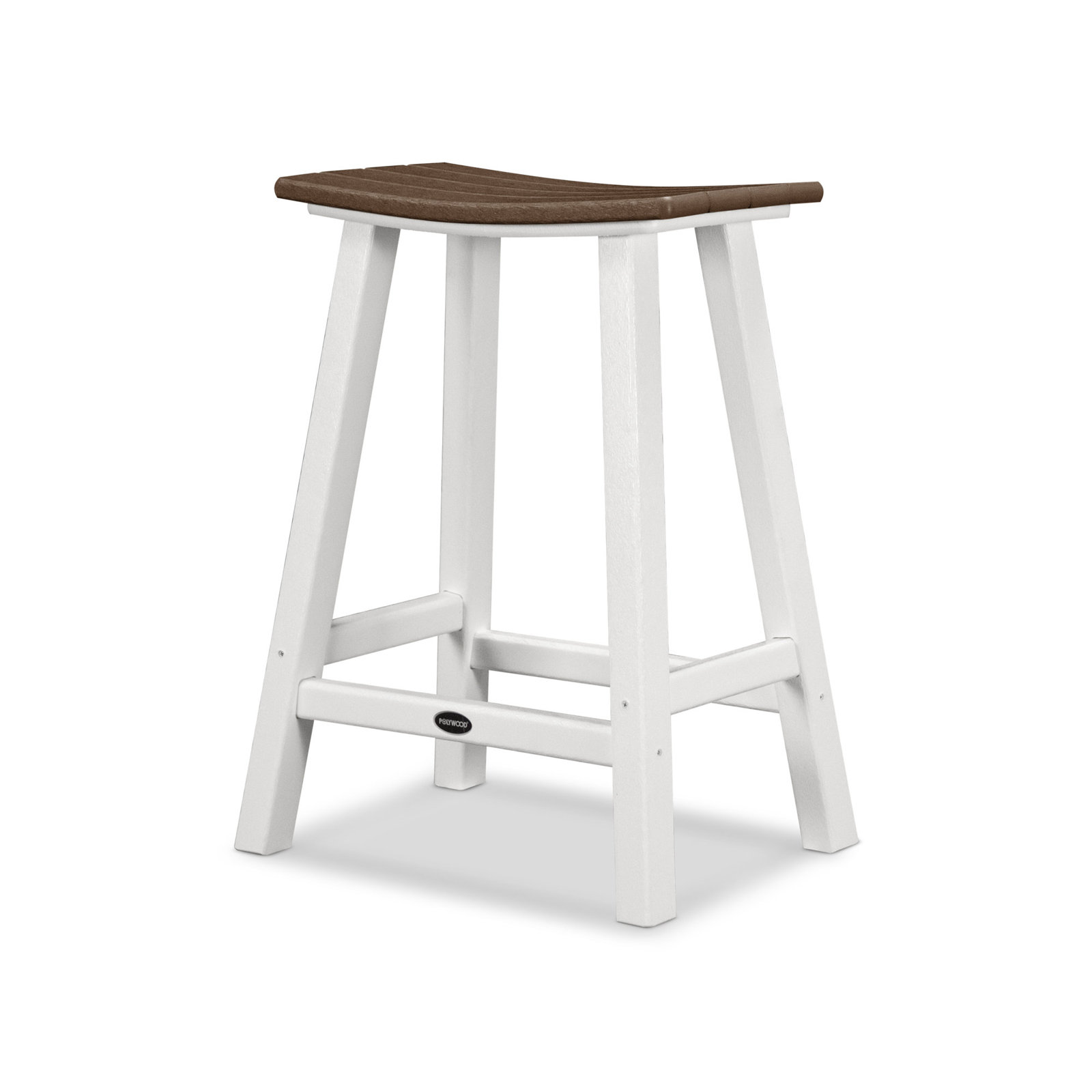 POLYWOOD® Contempo Saddle Counter Stool, Black, Mahogany