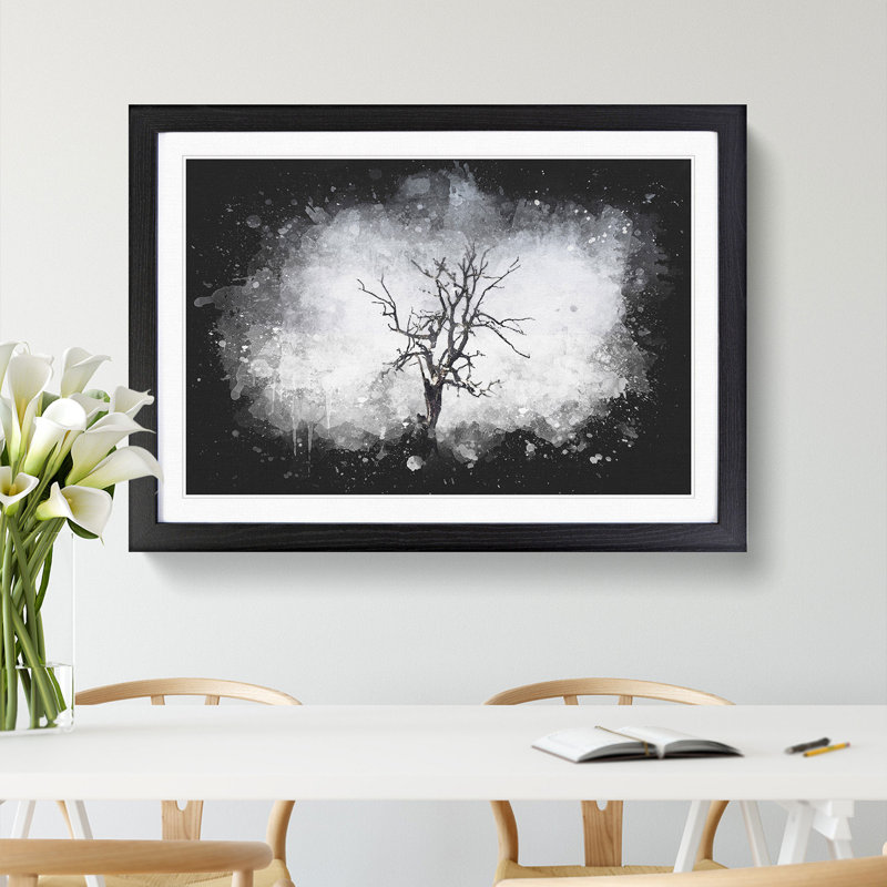 Winter Tree - Picture Frame Graphic Art Print, 62cm H x 87cm W x 2cm D, Black Framed