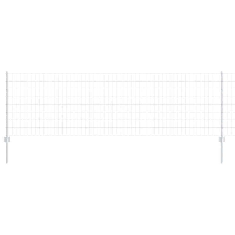 Vidaxl Fence With Posts Steel, Silver, 80cm H x 1000cm W x 2.7cm D