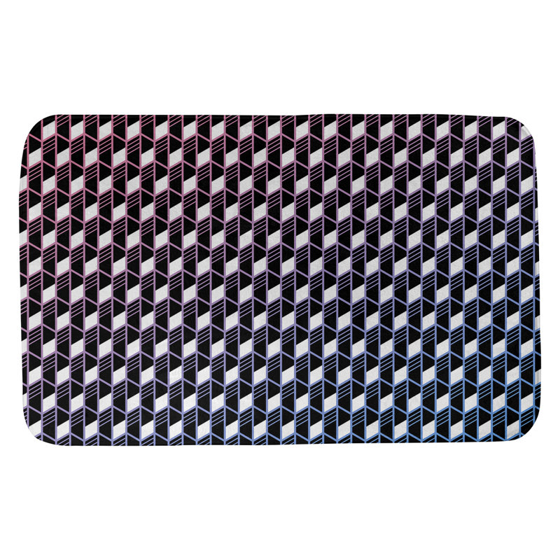 Tapis pour salle de bain Leffel, l 19 po x L 26 po, Rose / Bleu