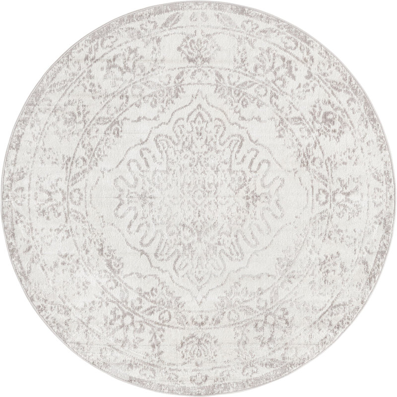 Ostby Abstract Indoor Rug, Round 5'