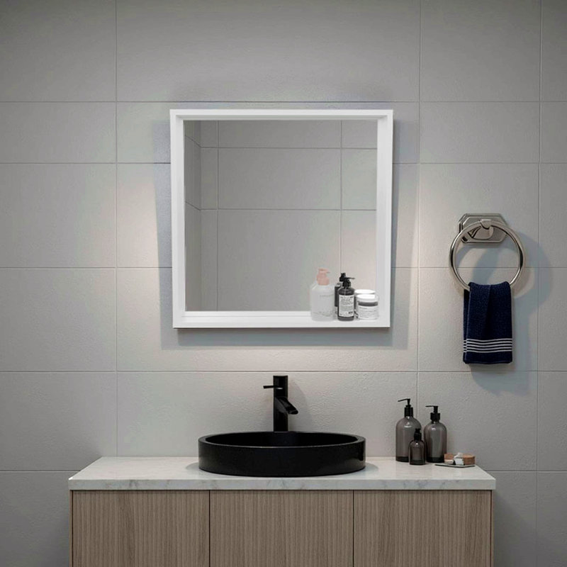 Armoire de rangement murale avec miroir, blanc