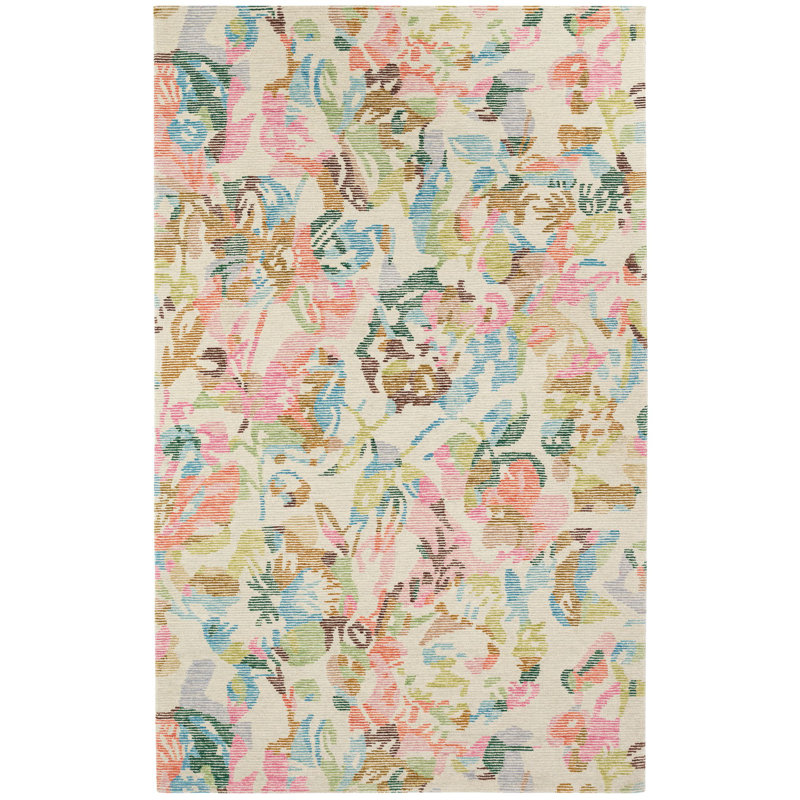 Handmade Blue Floral Wool Tufted 3' x 5' Rug
