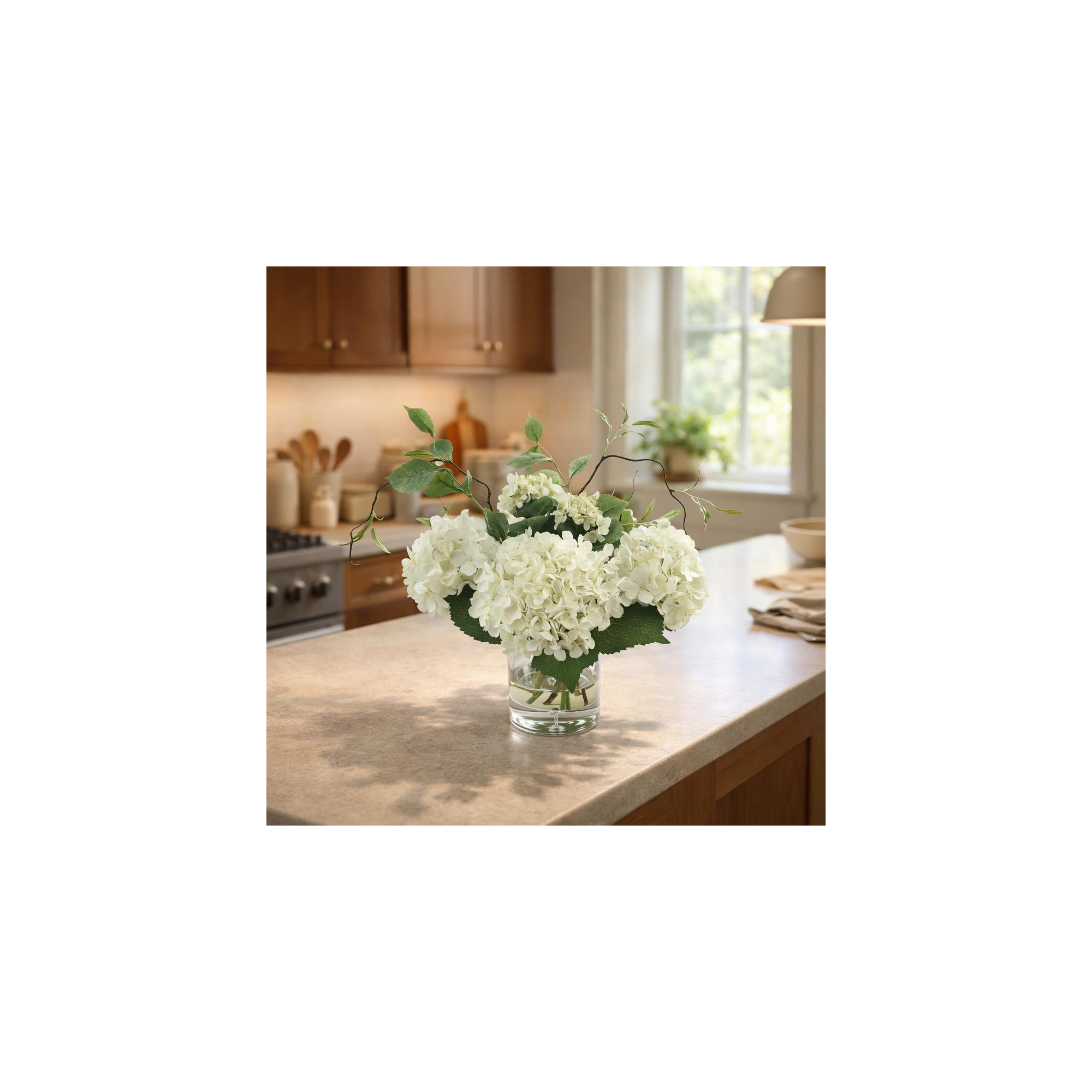Faux Hydrangea Centerpiece in Vase