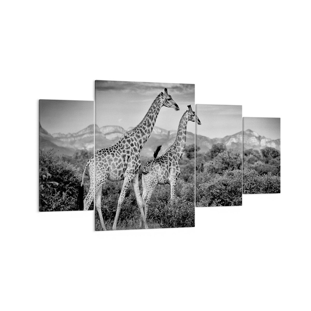 4-tlg. Leinwandbilder-Set Giraffes Black and White