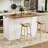 Kitchen Island With Storage, Rolling Island Table On Wheels With Cart Drop Leaf And Trash Can Storage, White
