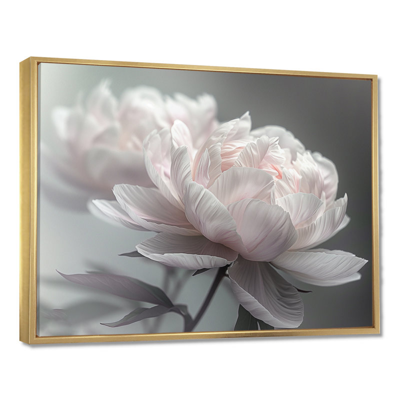 Rozier - Décoration murale pivoines, Cadre doré, H 24 po x l 32 po