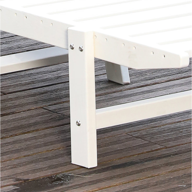 Outdoor Chaise Lounge Chair, Pool Lounge Chairs With 4-Position Adjustable Backrest, White
