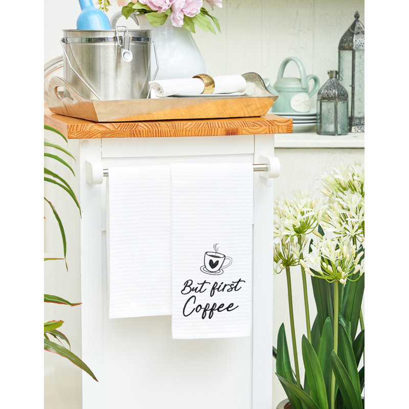 Serviette de cuisine en coton tissé gaufré But First
