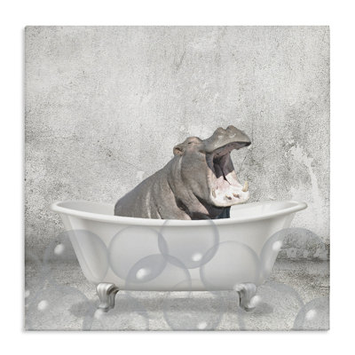 'Baby Hippo Bath Time' - Painting Print