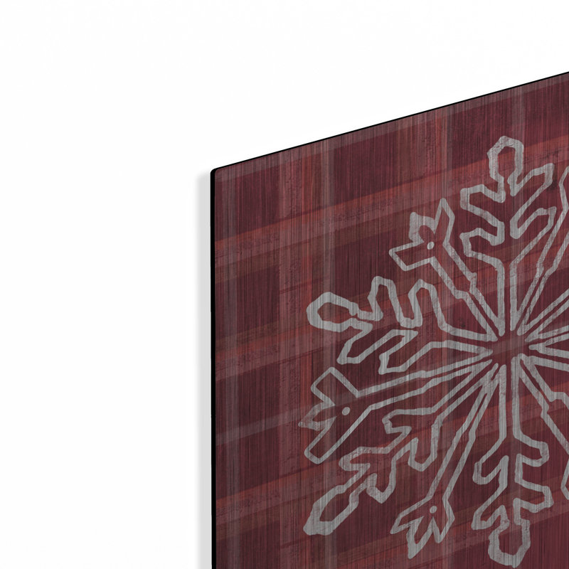 «Red Plaid Snowflakes» par House Fenway, H 12 po x l 12 po