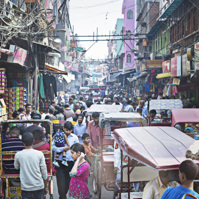 Busy Old Delhi - Wrapped Canvas Print