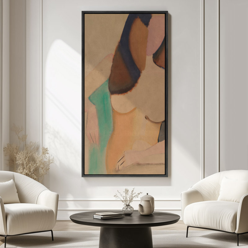 Art moderne de silhouette féminine moderne - reproduction d'art sur toile encadrée, H 60 po x l 30 po x P 1,5 po, Noir