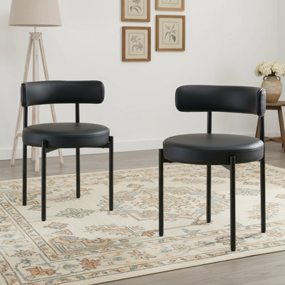 Modern Faux Leather Upholstered Side Dining Chair with Metal Frame