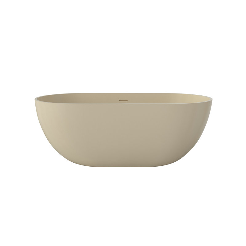 Fslefay 59'' Freestanding Bathtub Solid Surface Deep Soaking Tubs, Beige