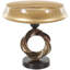 Cole And Grey Glass Wide Brushed Decorative Bowl With Textured Bronze And Black Ring Base