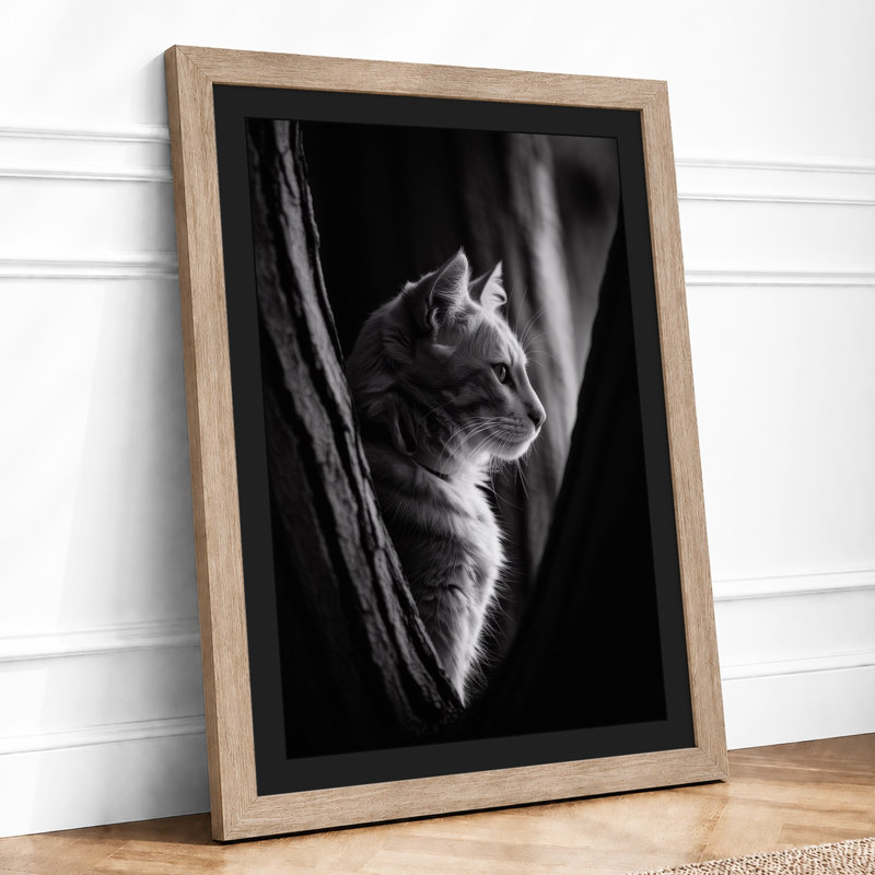 Cat In Shadow Modern - Print, A1 - 84.1 x 59.4 cm, Oak