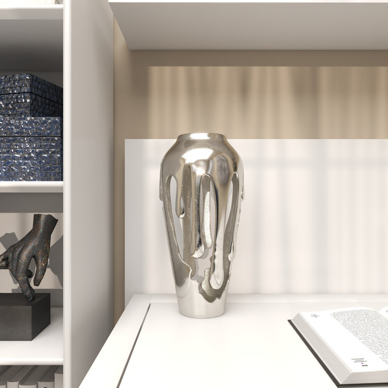Vase décoratif Moderna, Argent, H 15,4 po x l 7,05 po x P 6,95 po
