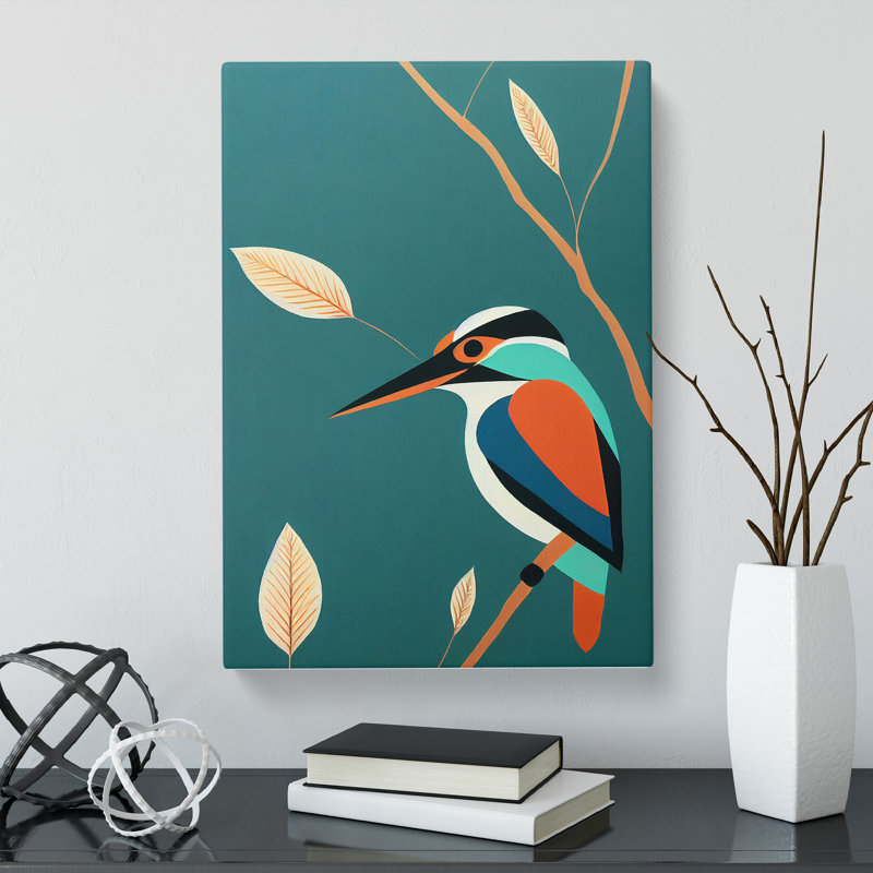Boltwood Kingfisher Minimalism - Wrapped Canvas, 50cm H x 35cm W x 3cm D
