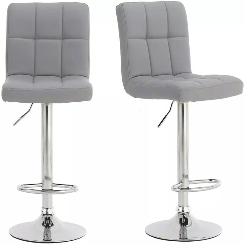 Adjustable Height Counter Stool with Metal Frame, Grey