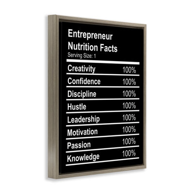 Entrepreneur Nutrition Facts Framed Floater Canvas Wall Art by Daphne Polselli