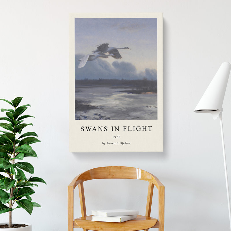 Swans in Flight Vol.1 by Bruno Liljefors - Wrapped Canvas, 50cm H x 35cm W x 3cm D