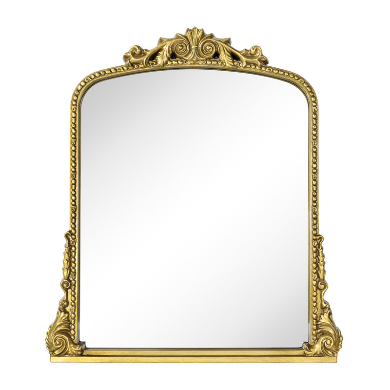 Cummons Stainless Steel Arch Mirror, Antiqued Gold, 35" x 30"