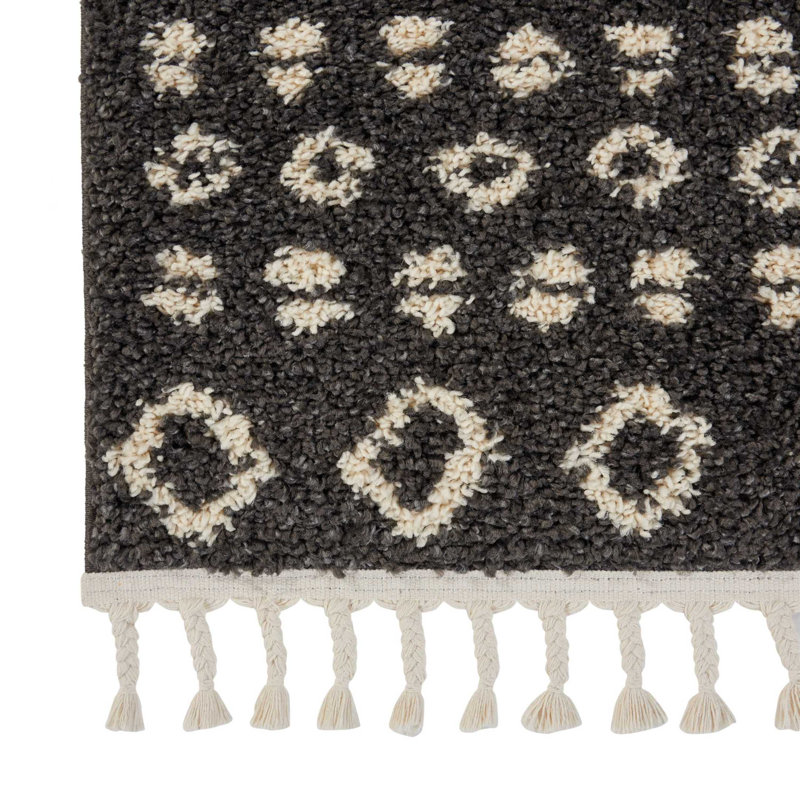 Iverson Geometric Area Rug, Rectangle 3'11" x 6'7", Black/Beige