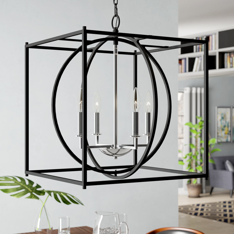Lustre rectangulaire à 4 lumières de style bougie Theobald, 4
