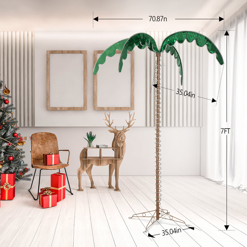 Jaal, arbres et branches éclairés, H 84 po x L 70,87 po x P 70,87 po