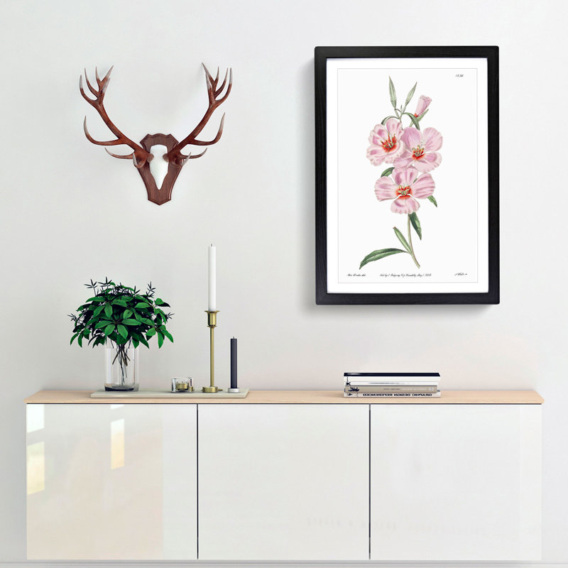 Blooming Pink Hibiscus Flowers - Picture Frame Graphic Art Print, 36cm H x 27cm W x 2cm D, Black Framed