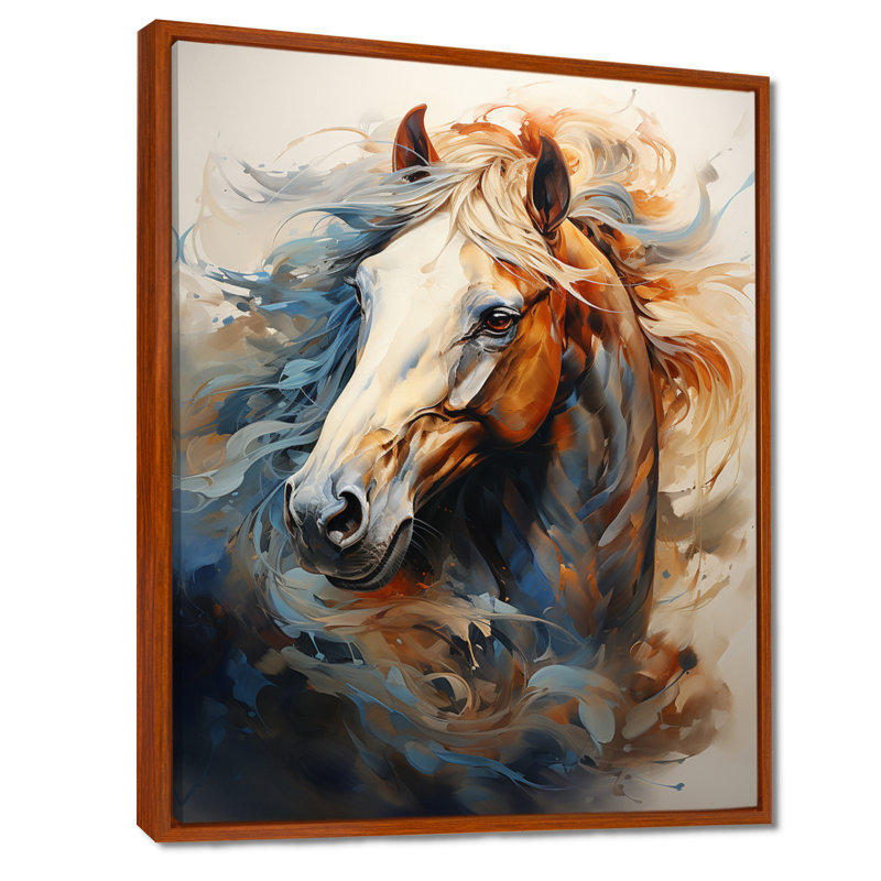«Horse Grace Portrait I» - art mural cheval, H 44 po x l 34 po, Reproduction avec cadre flottant, Brown