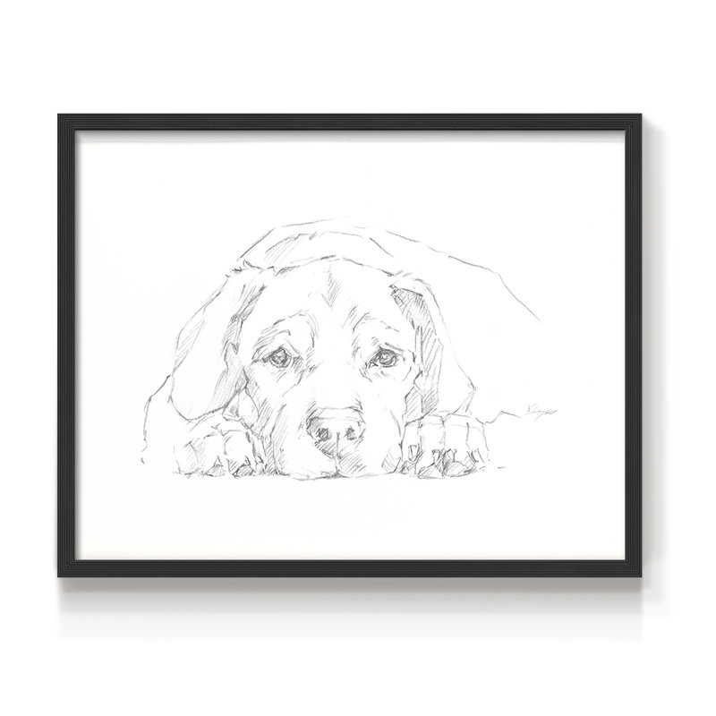 Lazy Dog III - reproduction encadrée - réarmable, H 8 po x l 10 po, Noir, noir, noir, noir