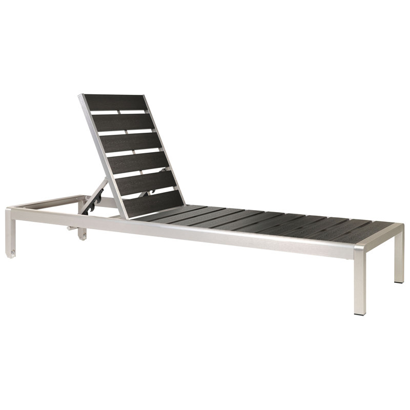 198cm Long Reclining Single Chaise, Silver/Black