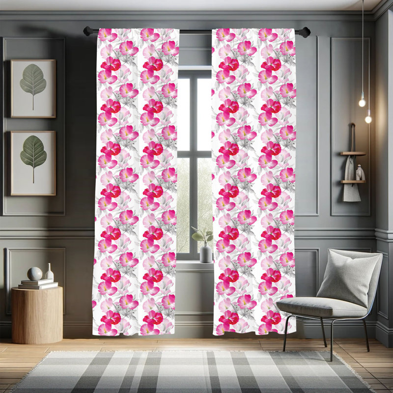 Floral Semi-Sheer Rod Pocket Sliding Panel, 28" x 84"