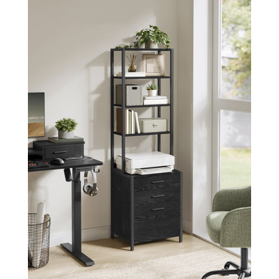 3-Drawer Filing Cabinet, File Cabinet For Home Office, With Height-Adjustable Open Shelves, For A4, Letter-Size Hanging File Folders, Steel Frame
