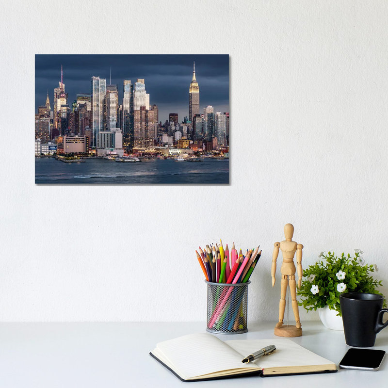 Manhattan Skyline With Empire State Building, New York City by Jan Becke - Wrapped Canvas Print, 20.32 cm H x 30.48 cm W