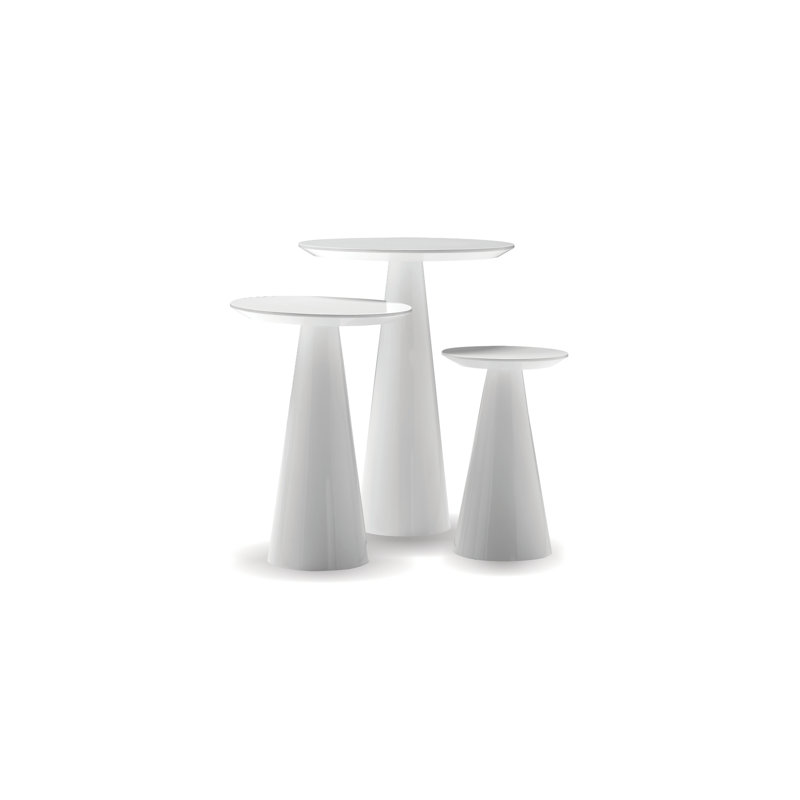 Tower Wood Medium End Table, High Gloss White, 16" H x 10" W x 10" D