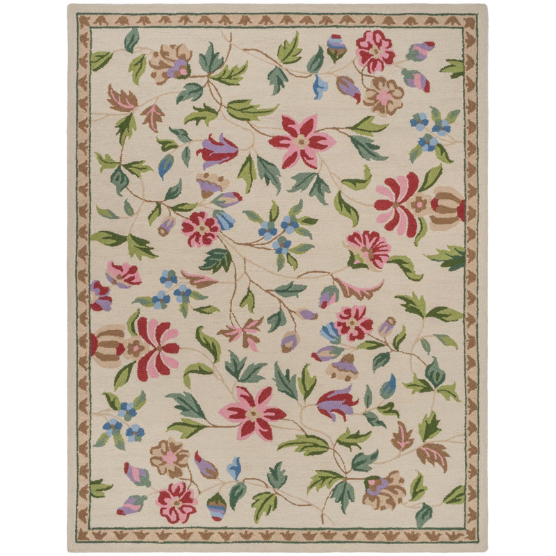 Performance Hand Tufted Wool Floral Indoor Rug, Rectangle 5' x 8'
