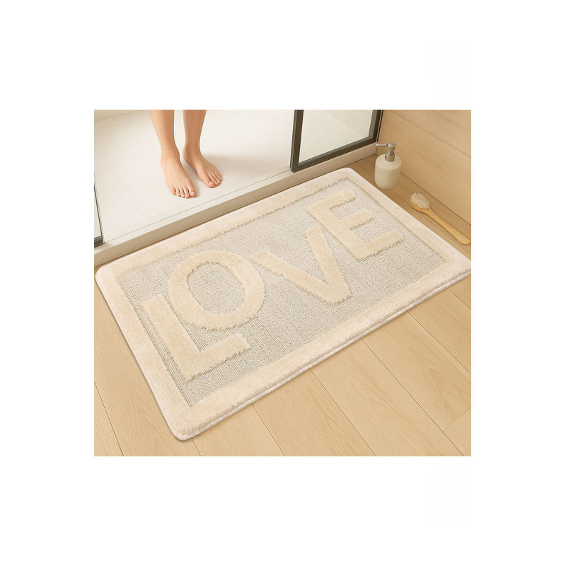 Tapis de bain luxueux crème, 23,6 po x 39,4 po | 100% polypropylène, 1,3 lb / pi³ | Semelle antidérapante en latex naturel, velours de 0,5 mm et hauteur de l'éponge | Lavable à la machine, parfait pour la sécurité et le confort de la salle de bain