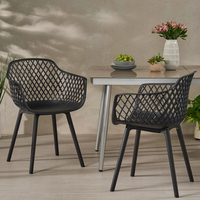 Chaise d'extérieur pour 2 personnes en polypropylène résistant aux intempéries, profondeur de 21,78 po, largeur, hauteur de 31,95 po, cadres de 11,25 lb et style moderne pour les repas, dans un style profond, large, haut, aux lignes épurées